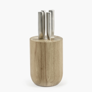 portacoltelli in legno con coltelli in acciaio inox